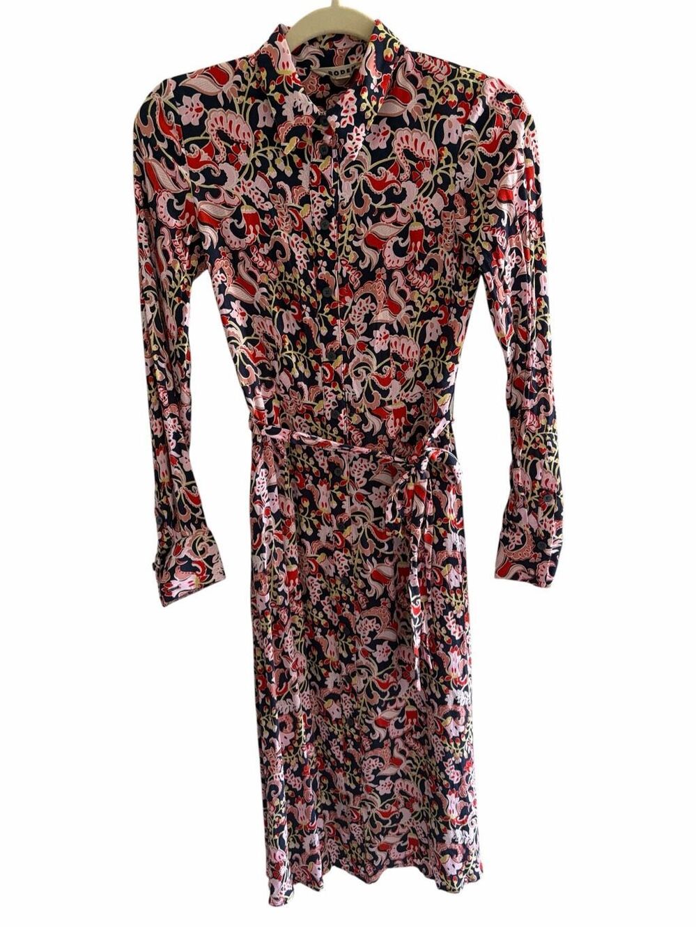 Boden Kate Midi Shirt Dress Floral Women’s Size 0R 0 Regular Belted - Picture 4 of 7